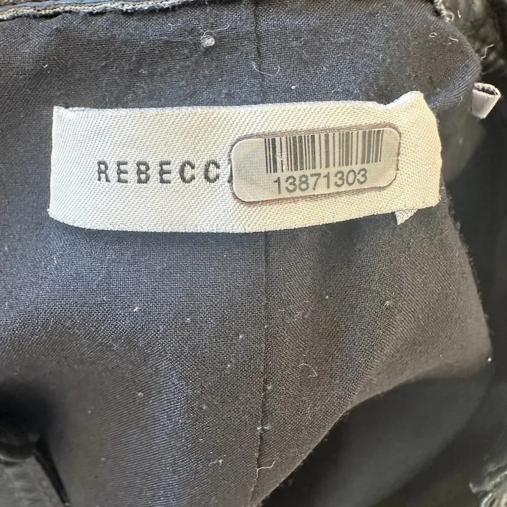 Rebecca Taylor Black Faux Leather Mini Tunic Dress XS Edgy Designer $300 Flaw - Picture 9 of 11
